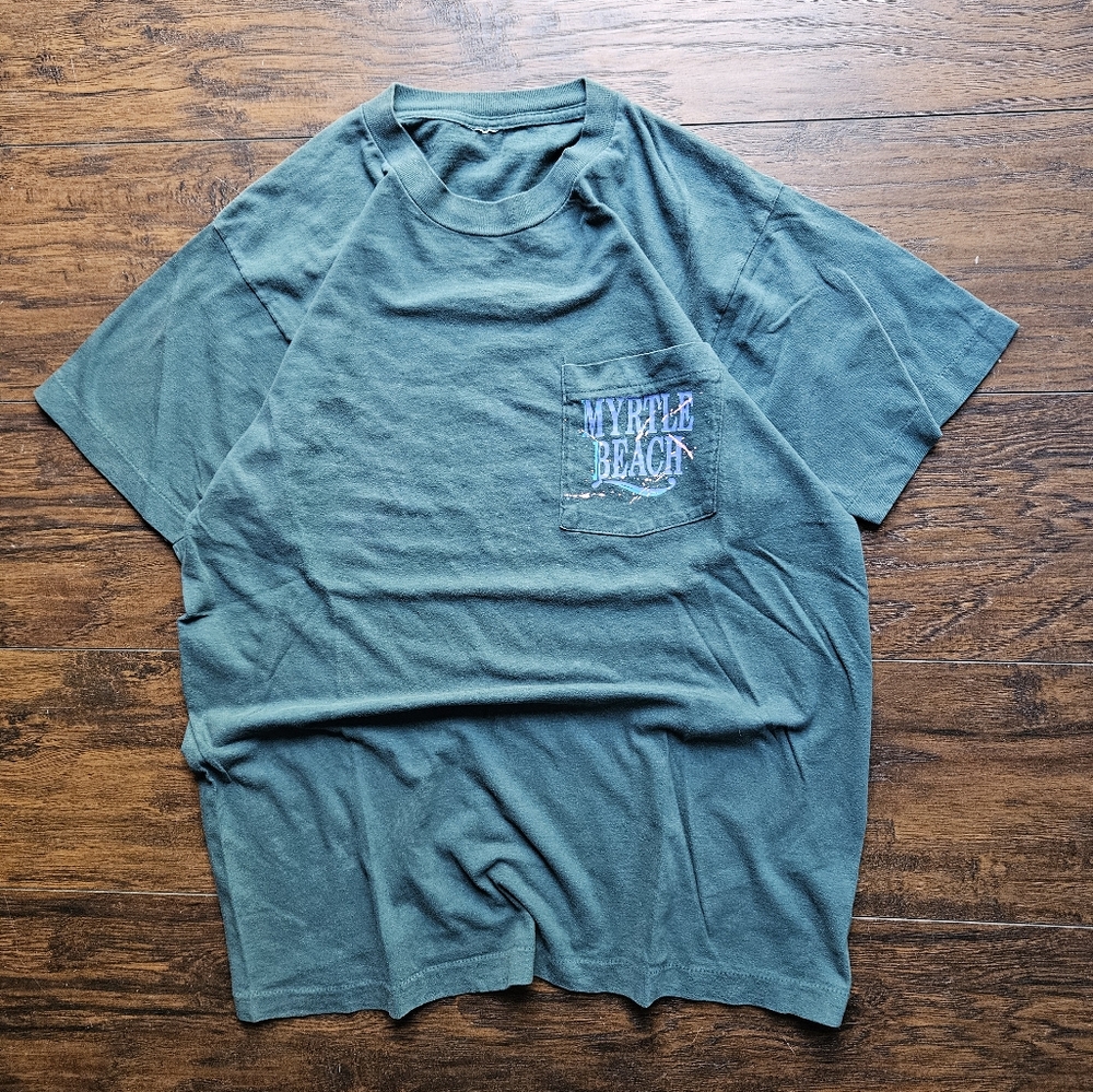 Vintage 90s Myrtle Beach Paint Splatter Pocket Tee Souvenir T-shirt